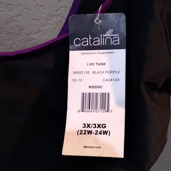 Black & Purple Bathing suite. Brand New.  Size  3X - Picture 3 of 5